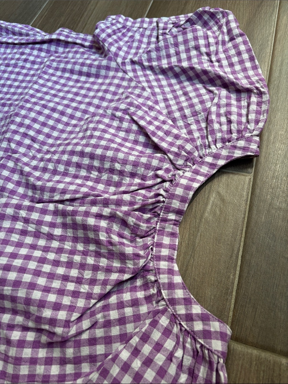 Lavender Purple Gingham Ruffle Pajama Set for Women - Picture 12 of 14